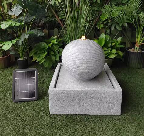 Concise Gray Solar Fountain Light Emitting Diode Lamp Environmental Protection Outdoor Garden Decoration Crafts