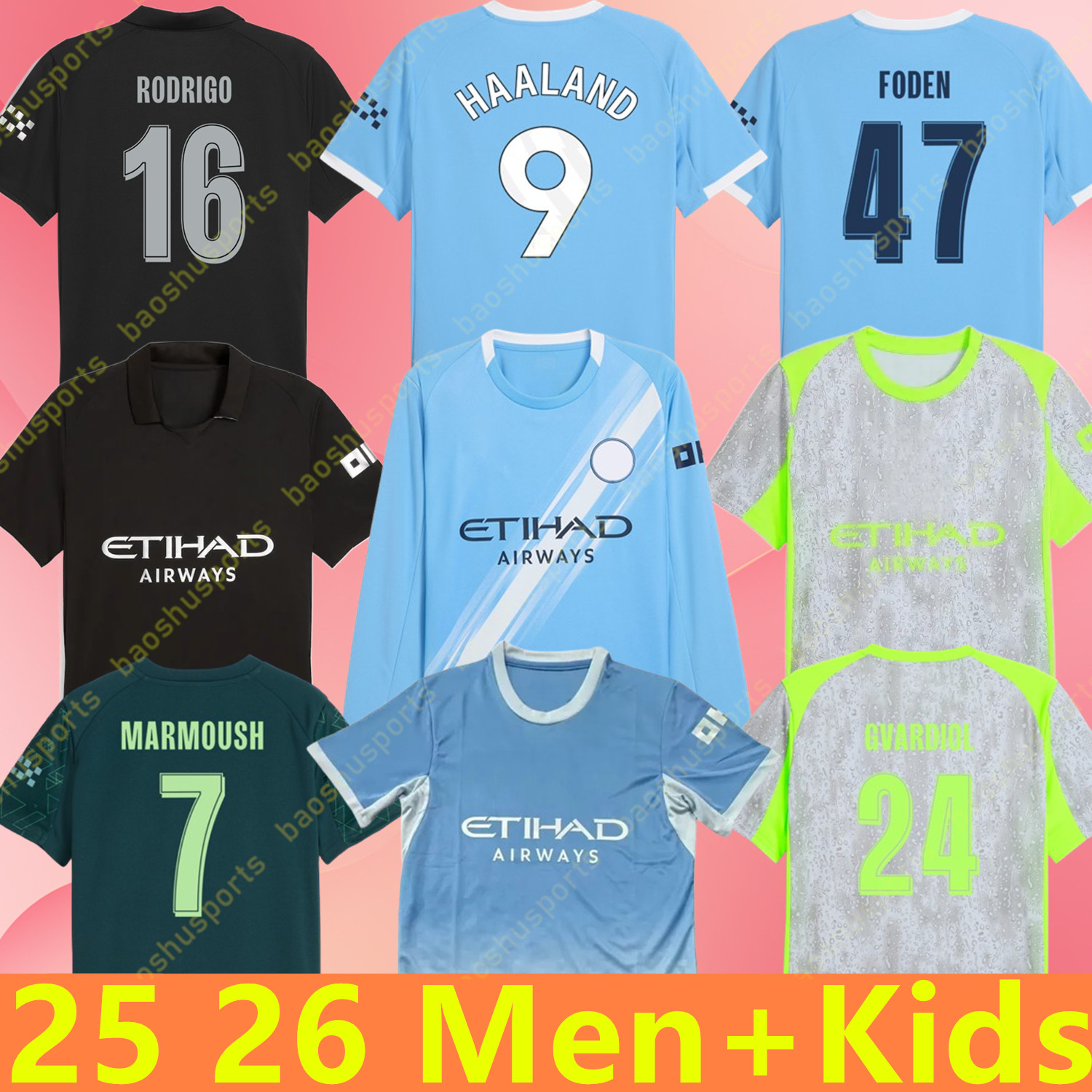 Soccer Jerseys 2025 2026 2027 MAN CITY HAALAND FODEN GVARDIOL CHERKI MARMOUSH SEMENYO REIJNDERS RODRIGO DOKU SAVINHO 25 26 27 Football Shirt Men Kids Kit Set Uniforms