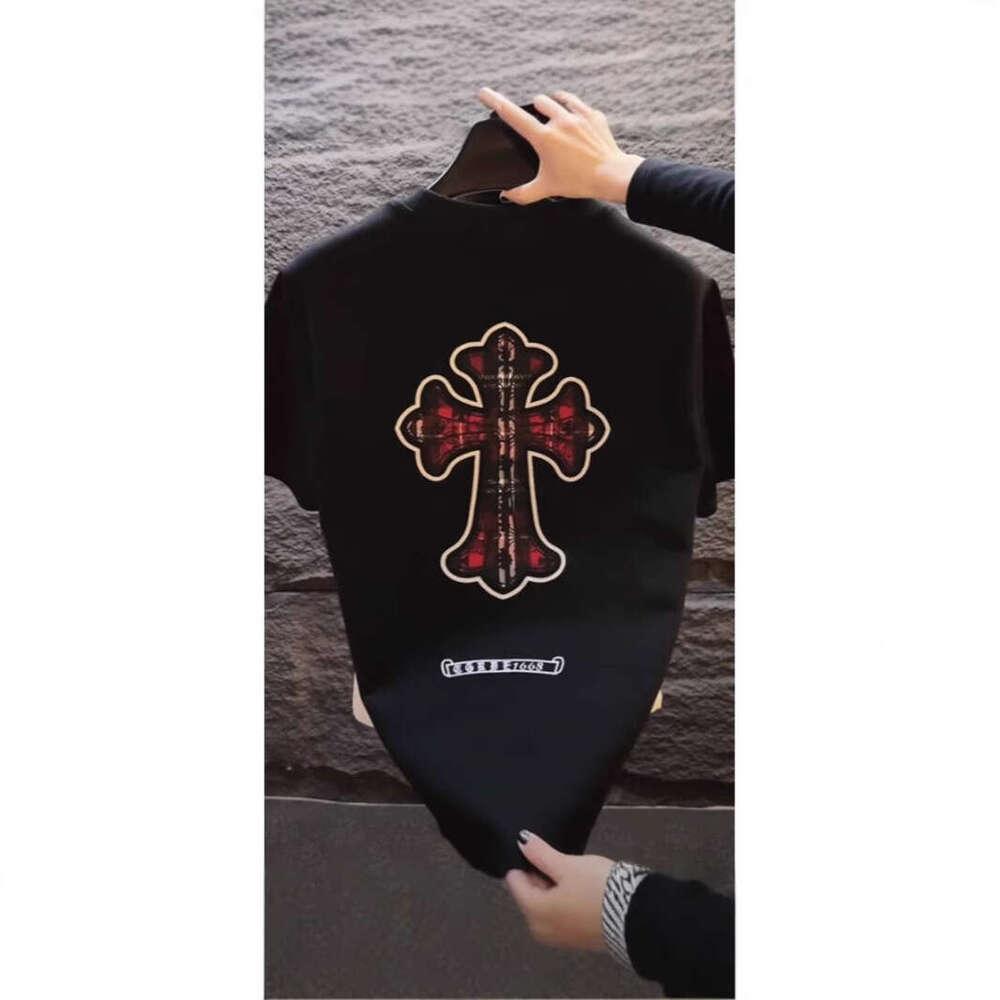 Men's Crew Neck Short Unique Design Embroidered Cotton Trendy Fashion Brand Stylish Half Sleeve T-Shirt Versatile