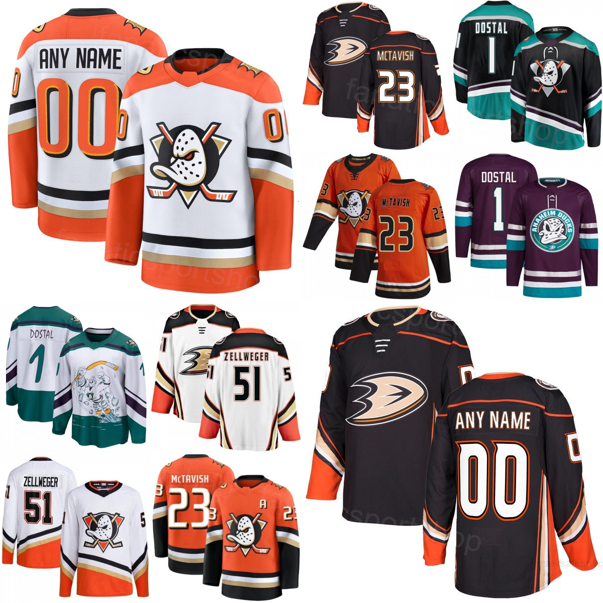 2026 Men Hockey Ducks Jersey Women Mens Child 23 Mason McTavish 65 Jacob Tuba 1 Lukas Dostal 51 Olen Zellweger 25 Ryan Poehling 64 Mikael Granlund Rev