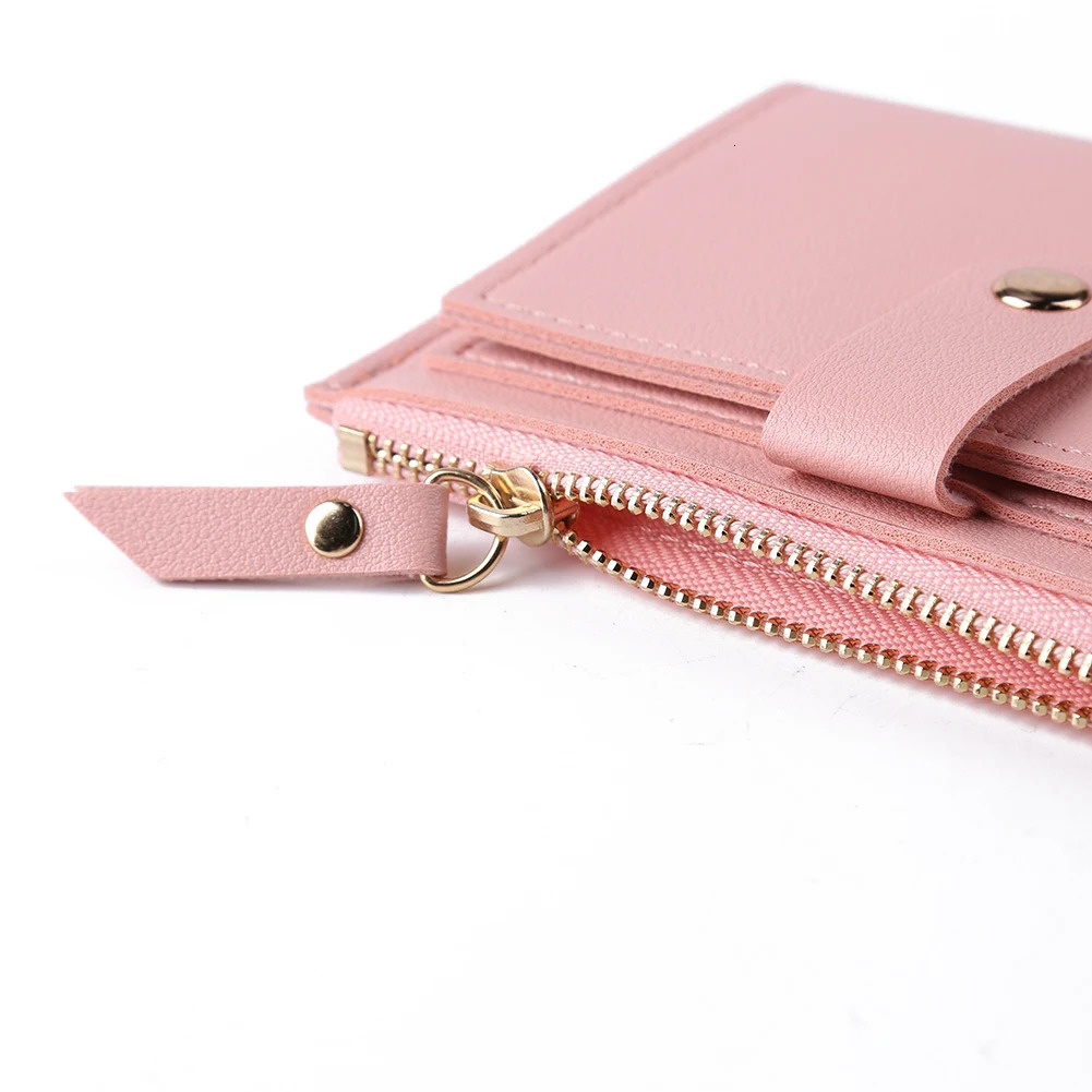 Women Fashion Credit Holder Leather Multi-slot Zipper Small Wallet Solid Color Card Case Ladies Casual Mini Coin Purse 260112 Y260206