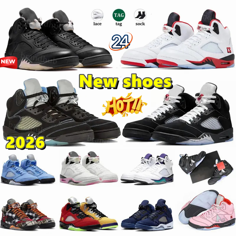 designer NEW 2026 mans 5 5s basketball shoes designer sneakers mens trainers Fire Red Black Cat Racer Blue Metallic UNC Oreo men outdoor sports sneaker hotsale