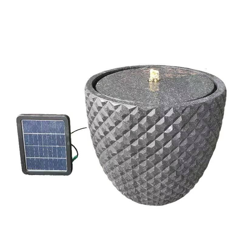 Diamond Design Fountain Black Garden Decoration Outdoor Solar Water Pump