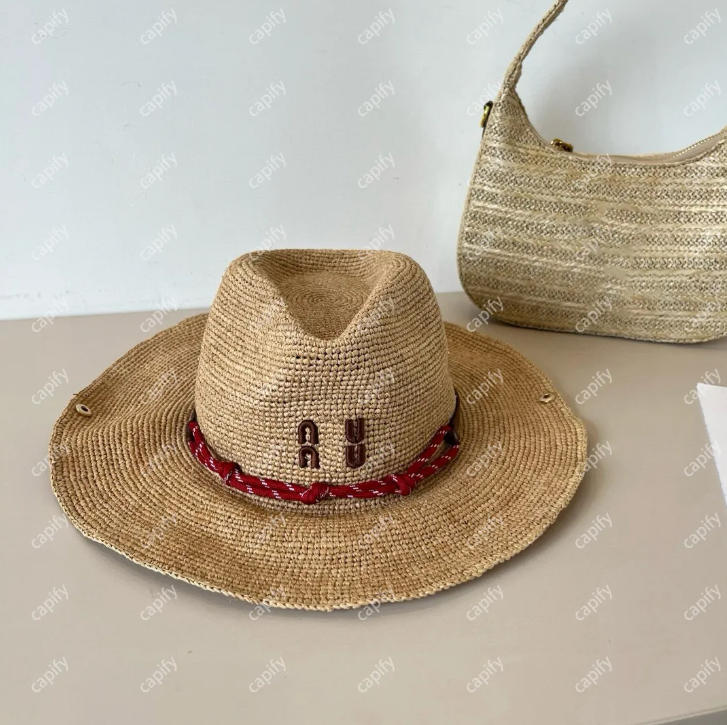 Straw Hat Designer Bucket Hat Simple Fashionable Top Cap For Sun Shading Outdoor Travel Vacation Seaside Wear