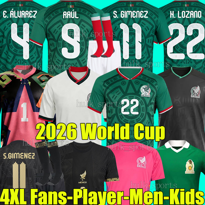 4XL 2026 Mexico soccer jerseys World Cup 26/27 RAUL S.GIMENEZ E.ALVAREZ C.MONTES O.PINEDA G.ARTEAGA C.RODRIGUEZ R.ALVARADO SANCHEZ men kids kits socks sets football shirts