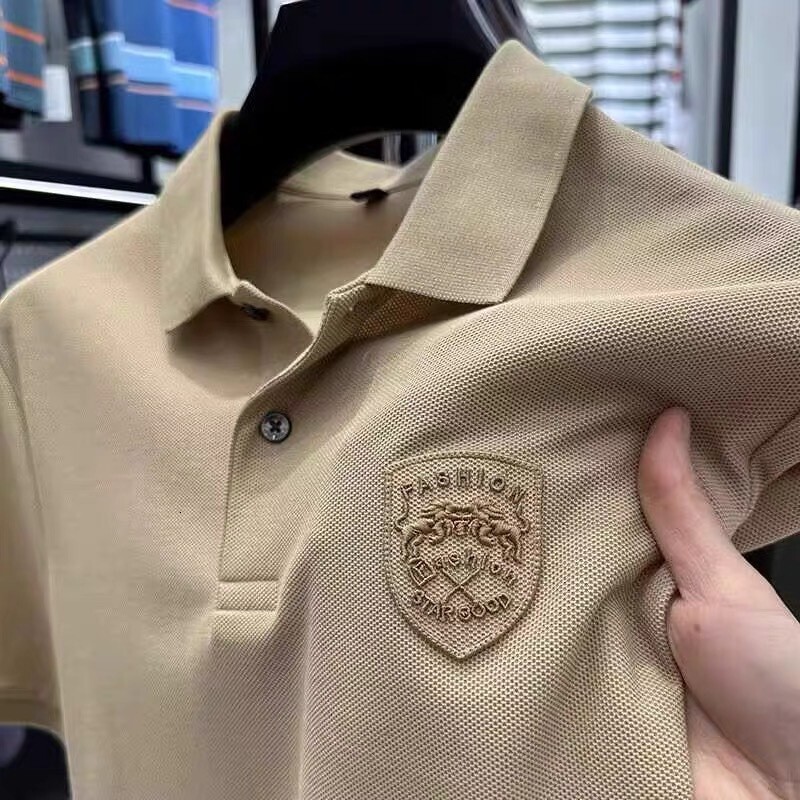 Luxury Brand Designer Clothes Guangzhou Thirteen Lines Mens Summer Short Sleeve Polo Shirt Half Sleeve T-Shirt Breathable Pique Cotton Embroidery Plus