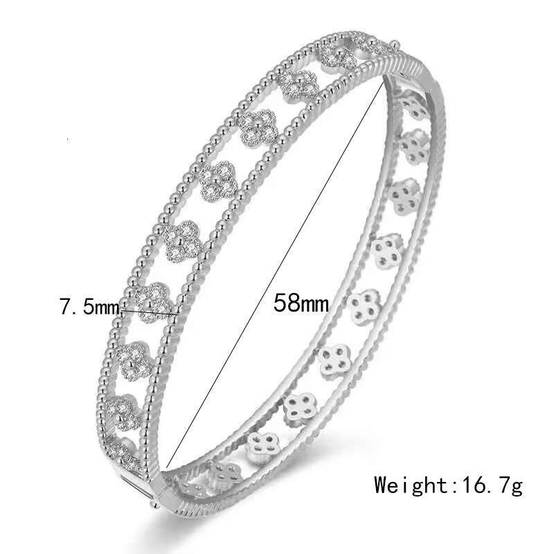 Four-Leaf Clover Kaleidoscope Clasp Bracelet Women's Fashionable Versatile Copper Zirconia Jewelry Exquisite High-End Vintage Bracelet