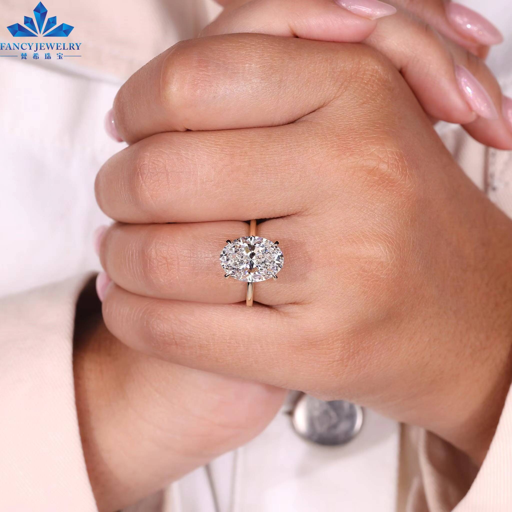 18K Classic Lab Grown Diamond Oval Engagement Ring 1CT-5CT D Color IGI Certificates Solitaire Wedding Ring Women Fine Jewelry