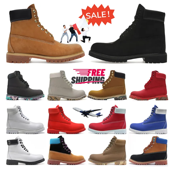 New timsberlands Boot Designer Tims Boots Luxury Boots Shoes Men Boots Waterproof Ankle Classic Martin Shoe Cowboy yellow Black red Pink Hiking Motorcycle