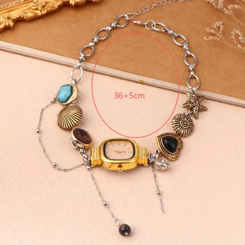 Fashion Punk Watch Pendant Necklace For Women Retro Elegant Trendy Choker Exaggerated Party Jewelry Accessories Gift 260109 - view 7