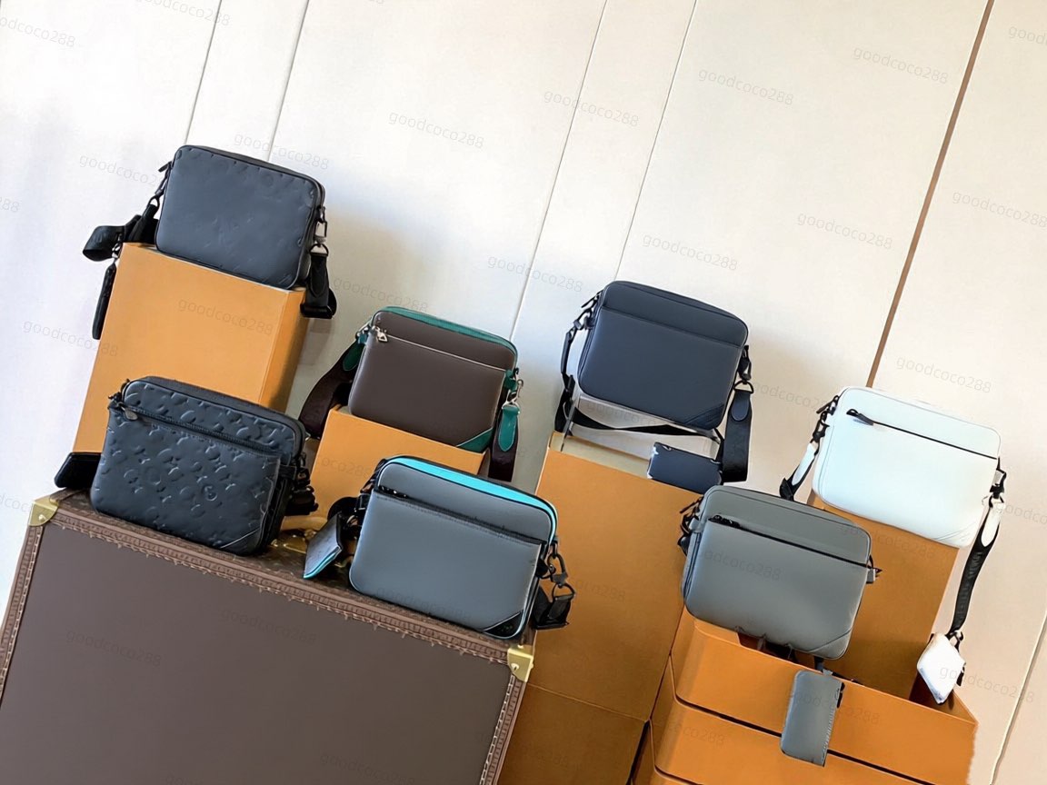 crossbody bag men designer bag Trio messenger bags men handbag tote bags briefcases shoulder bags genuine leather bag purse 46602 69443 bag 24753