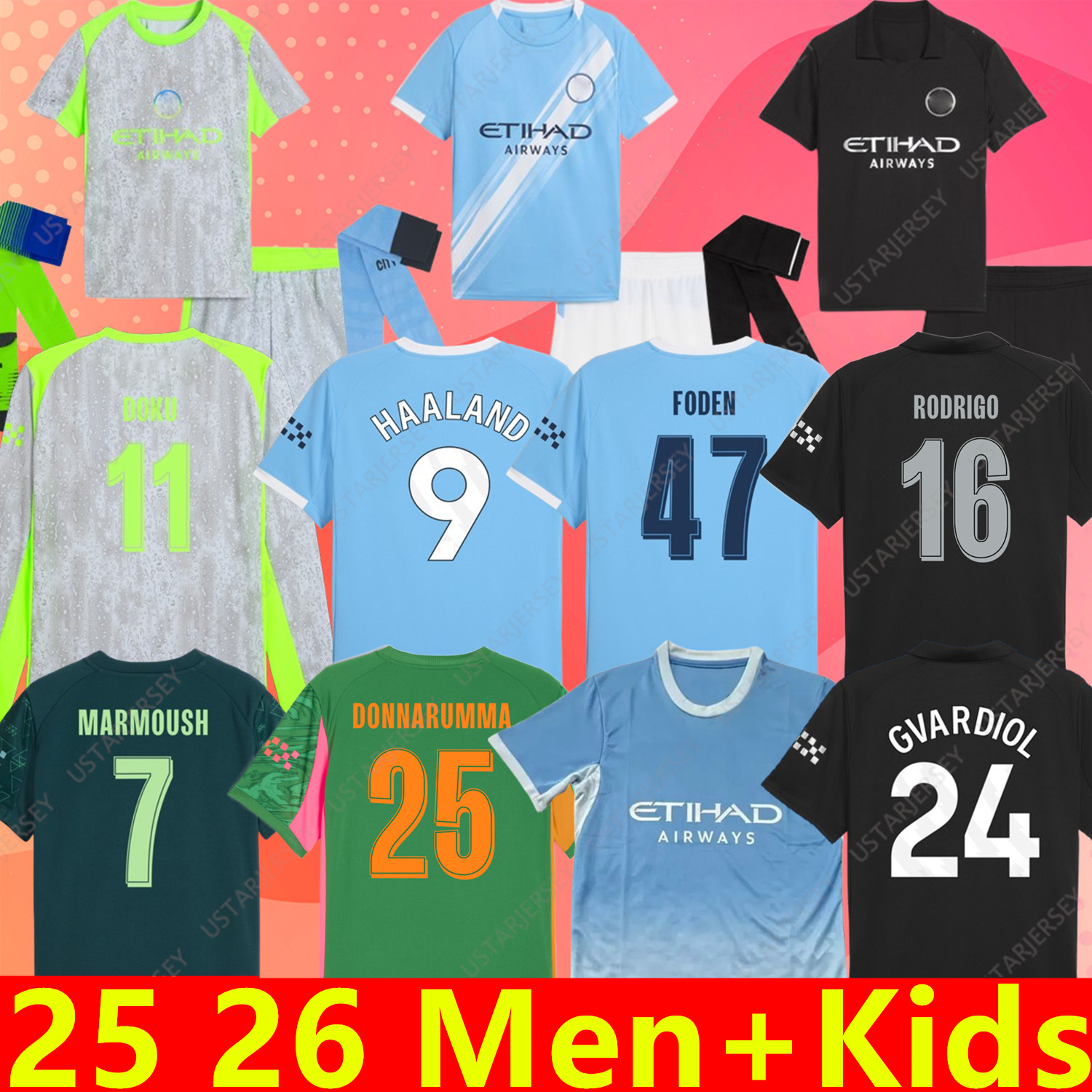 Soccer Jerseys 25 26 27 MAN CITY HAALAND FODEN GVARDIOL CHERKI MARMOUSH SEMENYO REIJNDERS RODRIGO DOKU SAVINHO 2025 2026 2027 Football Shirt Men Kids Kit Set Uniforms