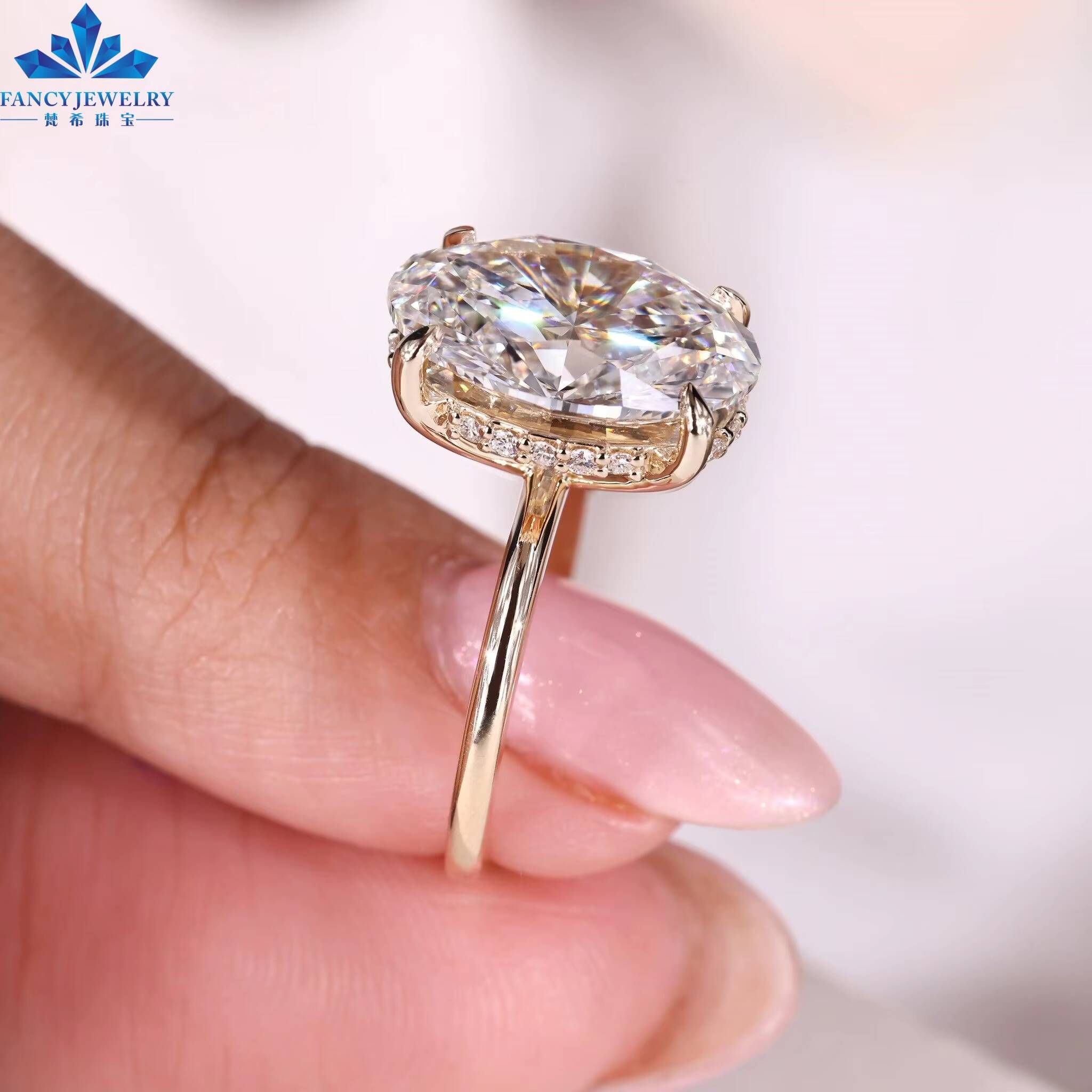 18K Classic Lab Grown Diamond Oval Engagement Ring 1CT-5CT D Color IGI Certificates Solitaire Wedding Ring Women Fine Jewelry