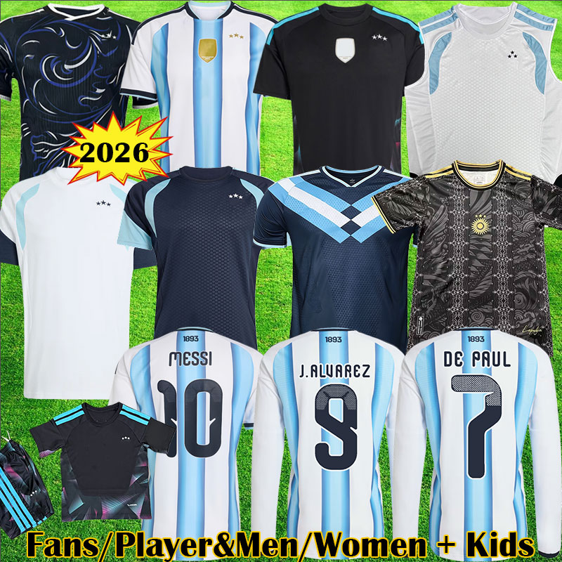 3XL 4XL Argentina MESSI 2026 soccer Jerseys Fans player version copa MOLINA MARTINEZ Maradona de paul football shirt Men women Kids sets uniforms di maria XXXL