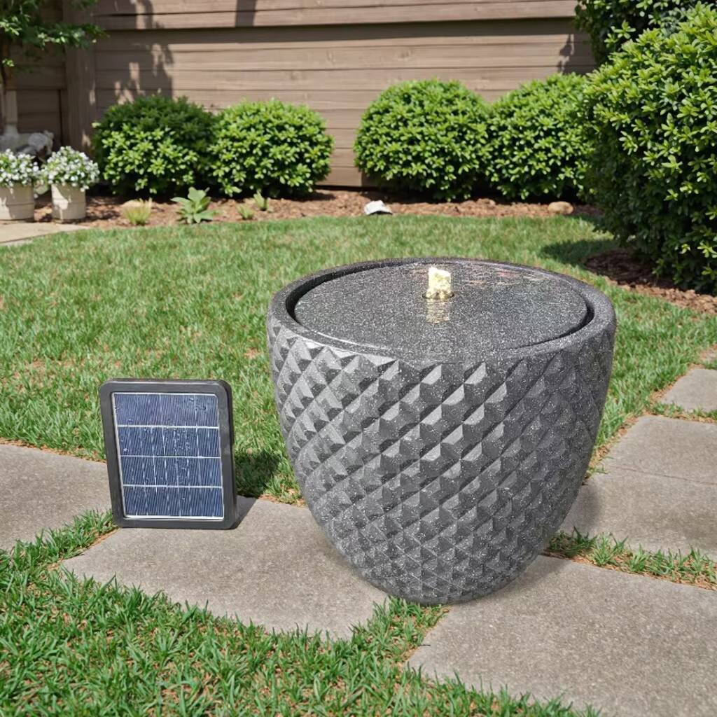 Diamond Design Fountain Black Garden Decoration Outdoor Solar Water Pump
