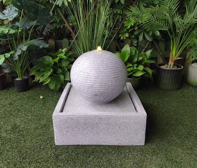 Concise Gray Solar Fountain Light Emitting Diode Lamp Environmental Protection Outdoor Garden Decoration Crafts