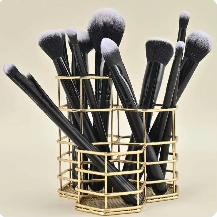 New Style 15pcs Private Label Black Wood Handle Vegan Makeup Brush Set Professional Beauty Tools for Cosmetic Application