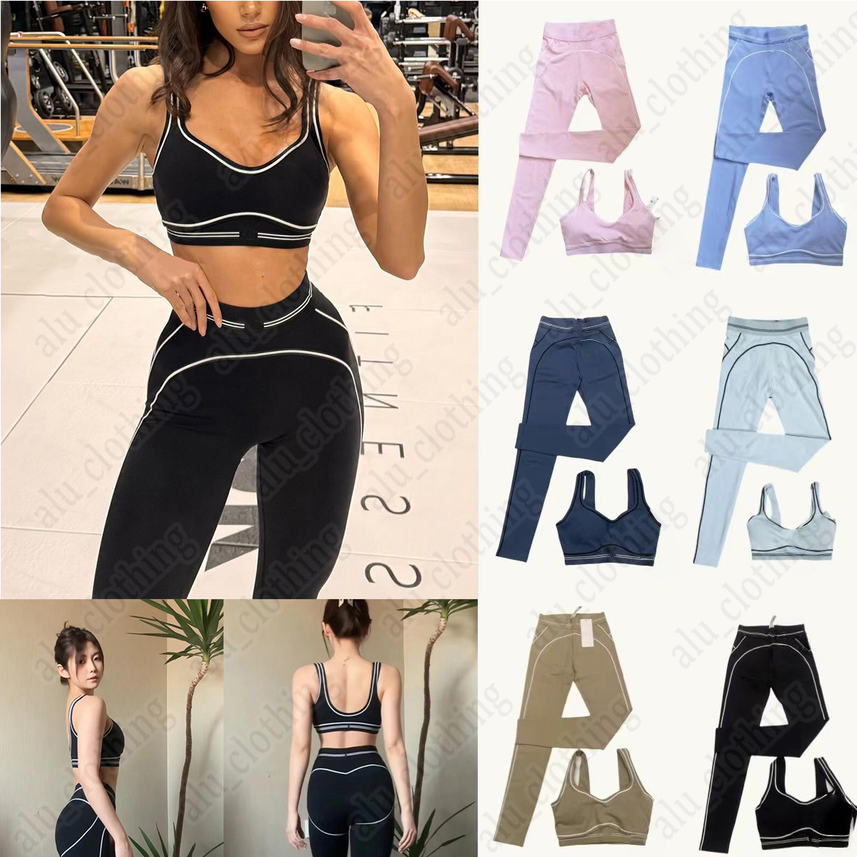 26 NEW 10A Breathable Bra leggings alosetness Set Women Soft Elastic Pants Socks Outfits Sports Pants Fitness Wear Set Women clothes Shorts Sports Bra