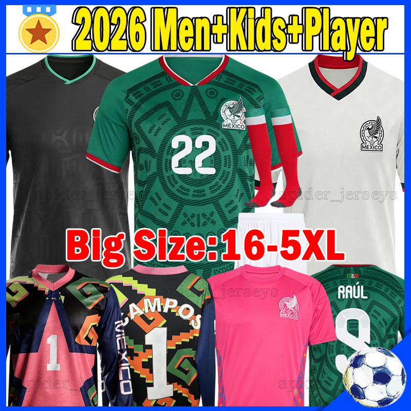 4XL 5XL 2025 Mexico soccer jerseys Gold Cup RAUL C.MONTES S.GIMENEZ A.SEPULVEDA 25 26 player version Copa America goalkeeper Football Shirts L.MALAGON Men Kids Kits set