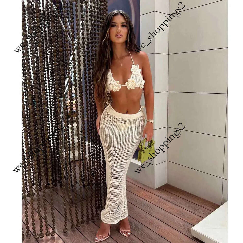 Women's Swimwear 2024 Kinted Cover Up Beach 3-piece sexy floral set Wiht Bodycon Skirt summer dress bikini swimsuit J241227