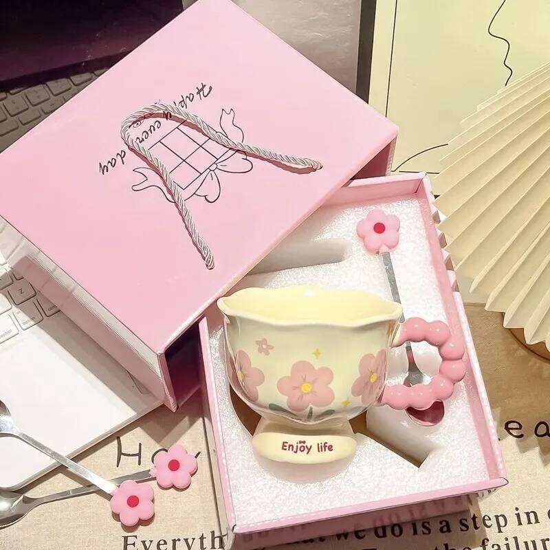 High-value birthday gifts for girls, tulip ceramic cups, gift boxes, flower mugs