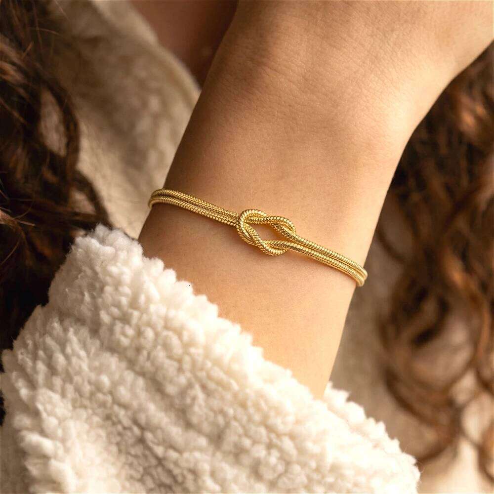 Valentine's Day Infinity Love Knot Stainless Steel Bracelets Snake Chain Elegant Friendship Couples Bangles For Women Bridesmaid Jew 26H0115