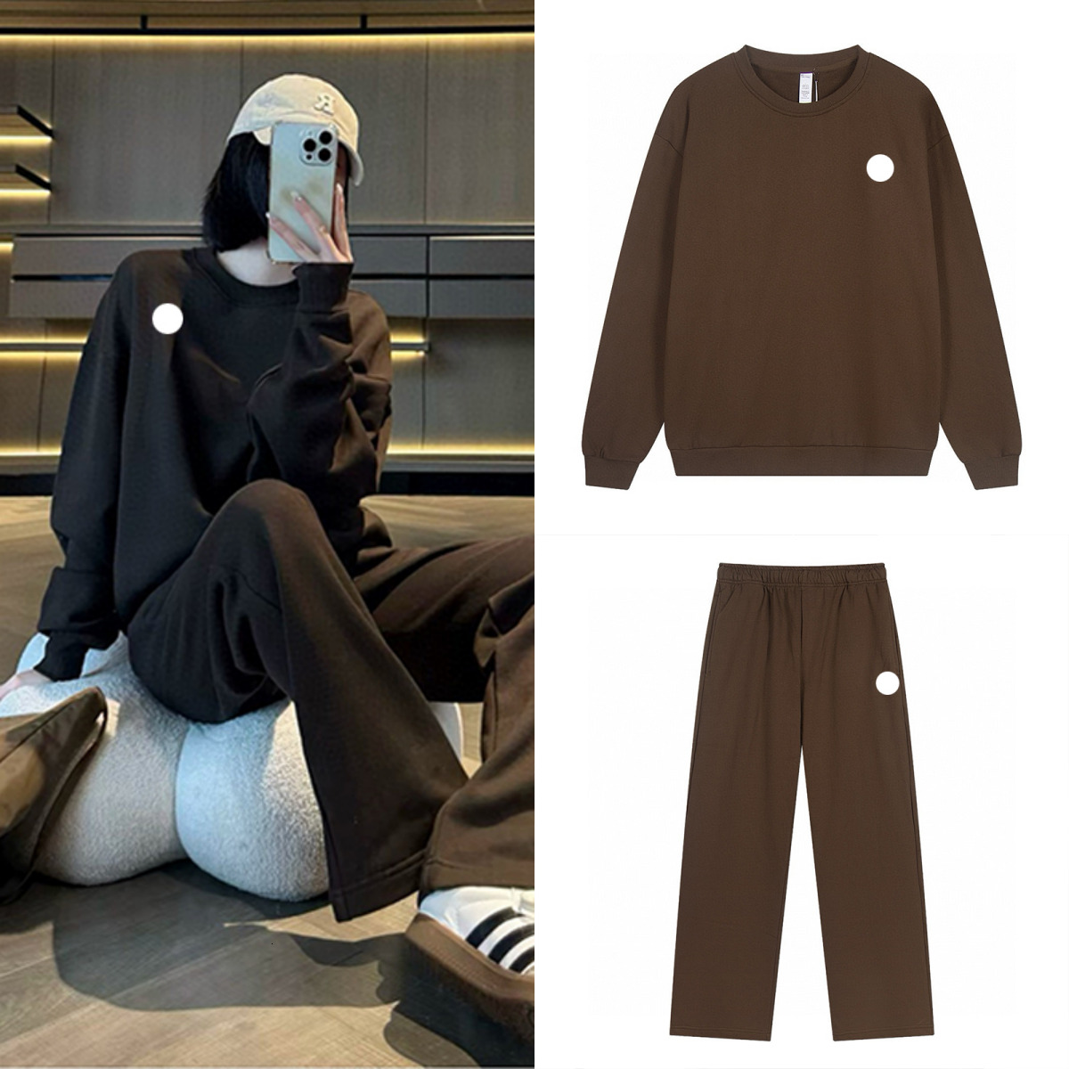 Alosweater HOT Outft Suits Alowomen Sets Jacket Sweat Winter Polo Neck Knitted Ullover Wide Pants Jogger Suit Men Woman Classic Streetwear Suit Track Jacket CP048