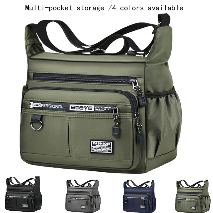 Mens crossbody bag with multilayered pockets adjustable shoulder strap business singleshoulder w251218