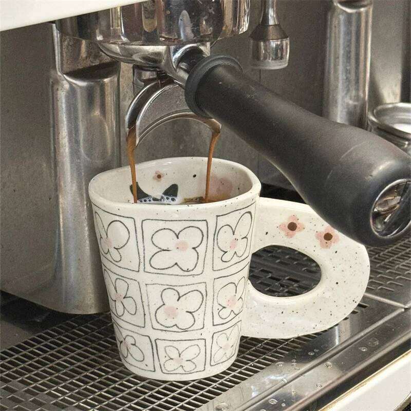 Funnel Ink splash art Cups Hand pinch Irregular Mug Handpainted Ceramic Coffee Breakfast milk Cup Saucer