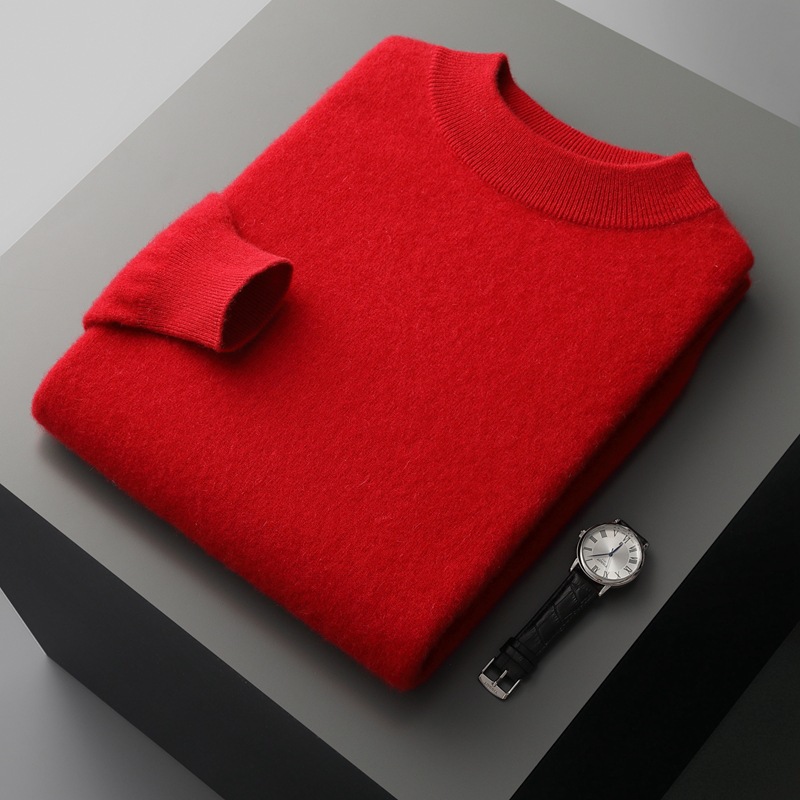 100% Pure Wool Cashmere Sweater Men's Half Turtleneck Pullover Casual Fashion Thickening Top Knitting Sweater R240821