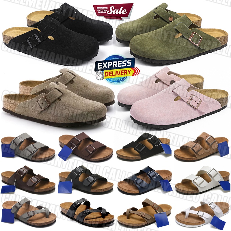 Designer Slides clogs Sandals clog Genuine Leather fur fleece-lined slippers Breathable Outdoor Shoes Men Women mules Flip Flops 36-45