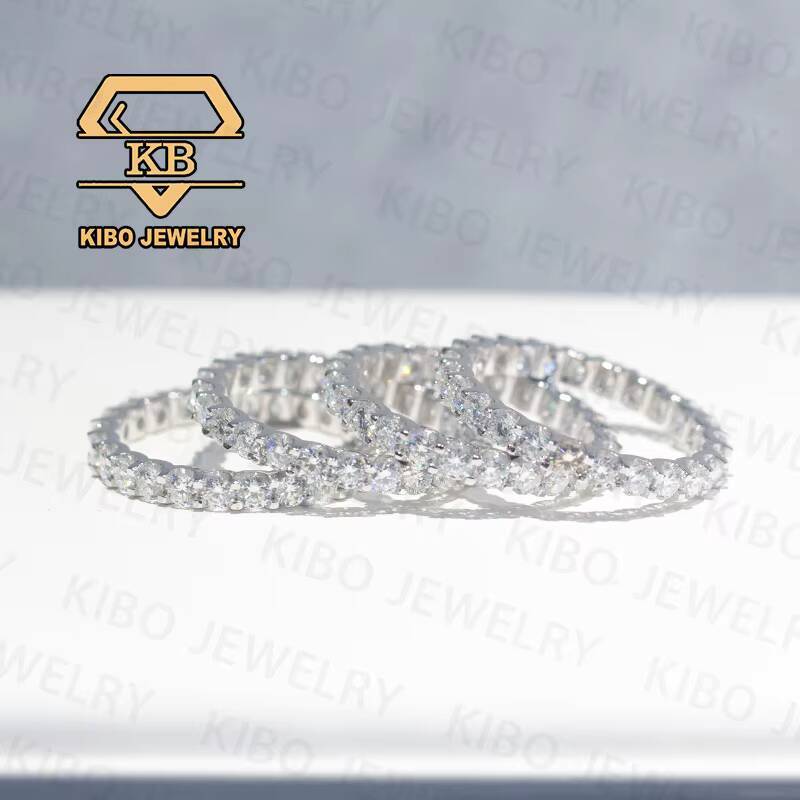 Certificated D Color Excellent Moissanite 2mm 3mm 4mm 925 Sterling Silver Moissanite Wedding Rings Eternity Band Ring