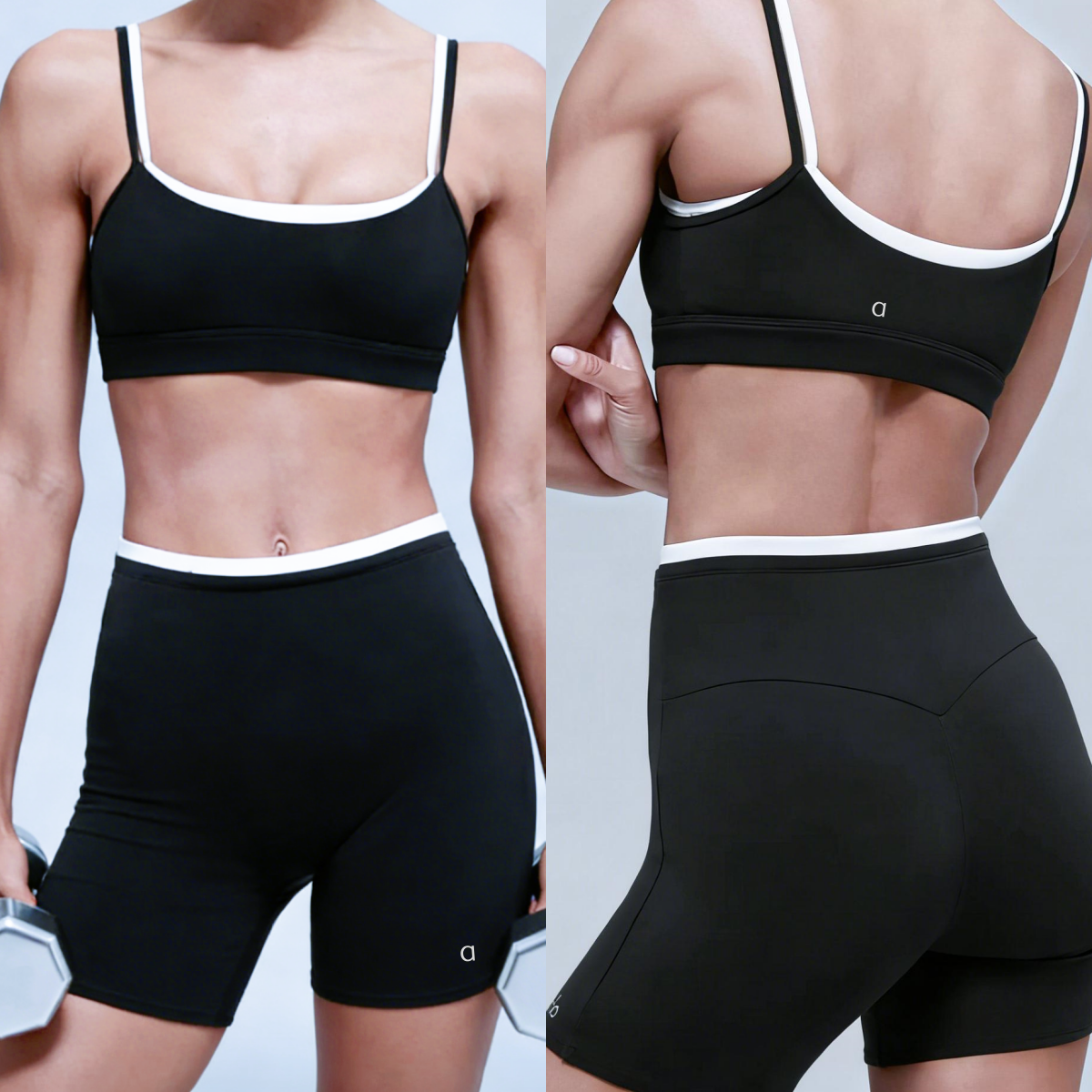 A1791 Stylish Female Dual-Layer Workout Clothing Women's Athletic Sports Bra for Fitness Activities rushed Nylon Fabric Shorts for Running and Yoga