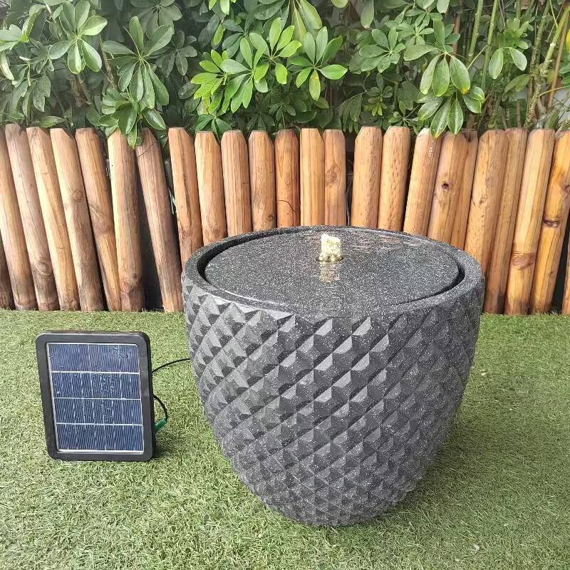 Diamond Design Fountain Black Garden Decoration Outdoor Solar Water Pump
