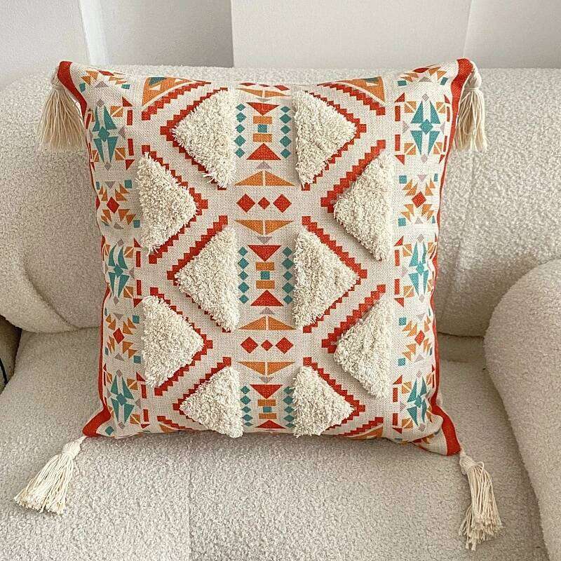 Bohemian Knit Cushion Cover Plaid Pattern Soft Pillow Case 45x45cm Home Decor Living Room Bedroom Sofa Decorative Pad Cozy Bedding Accent Luxury Textu