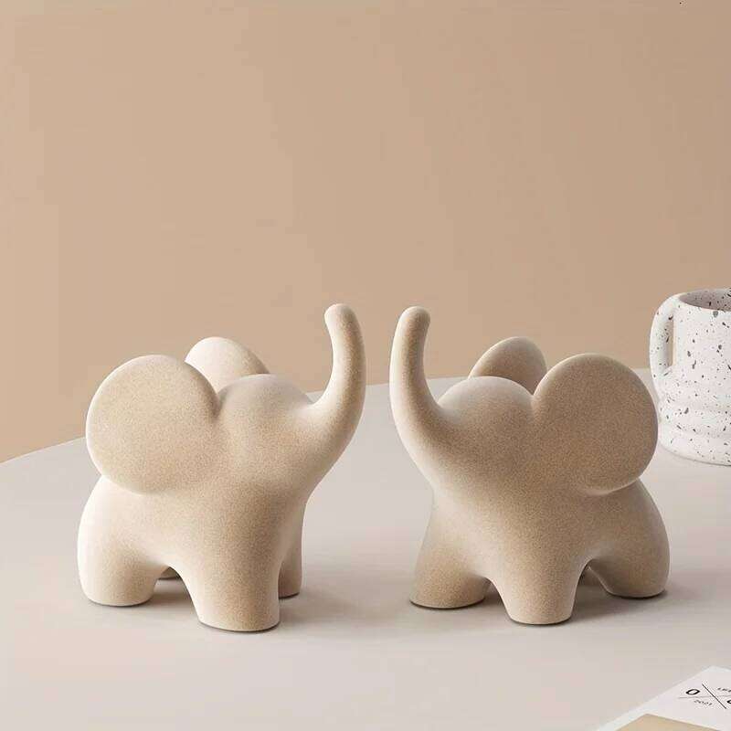 Charming Flocked Resin Elephant Figurine Perfect For Living Room Bedroom Decor And Wedding Gifts