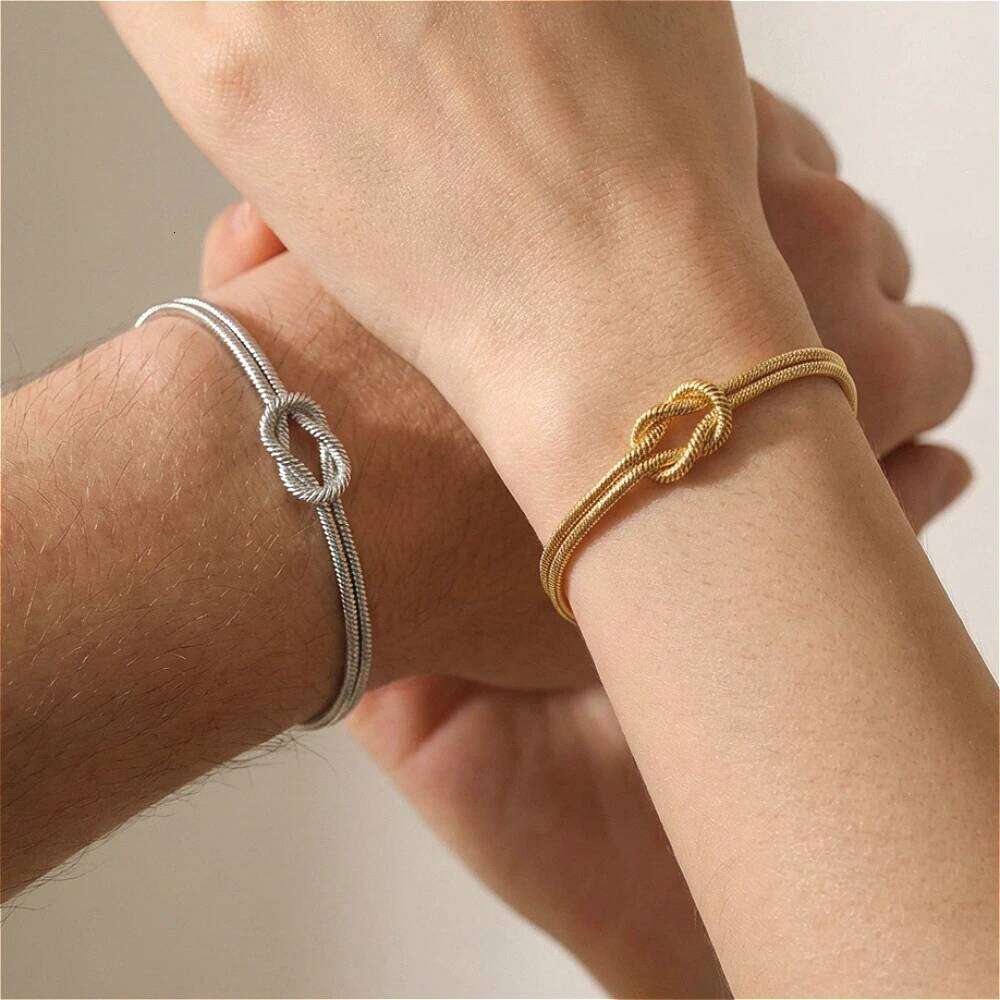 Valentine's Day Infinity Love Knot Stainless Steel Bracelets Snake Chain Elegant Friendship Couples Bangles For Women Bridesmaid Jew 26H0115