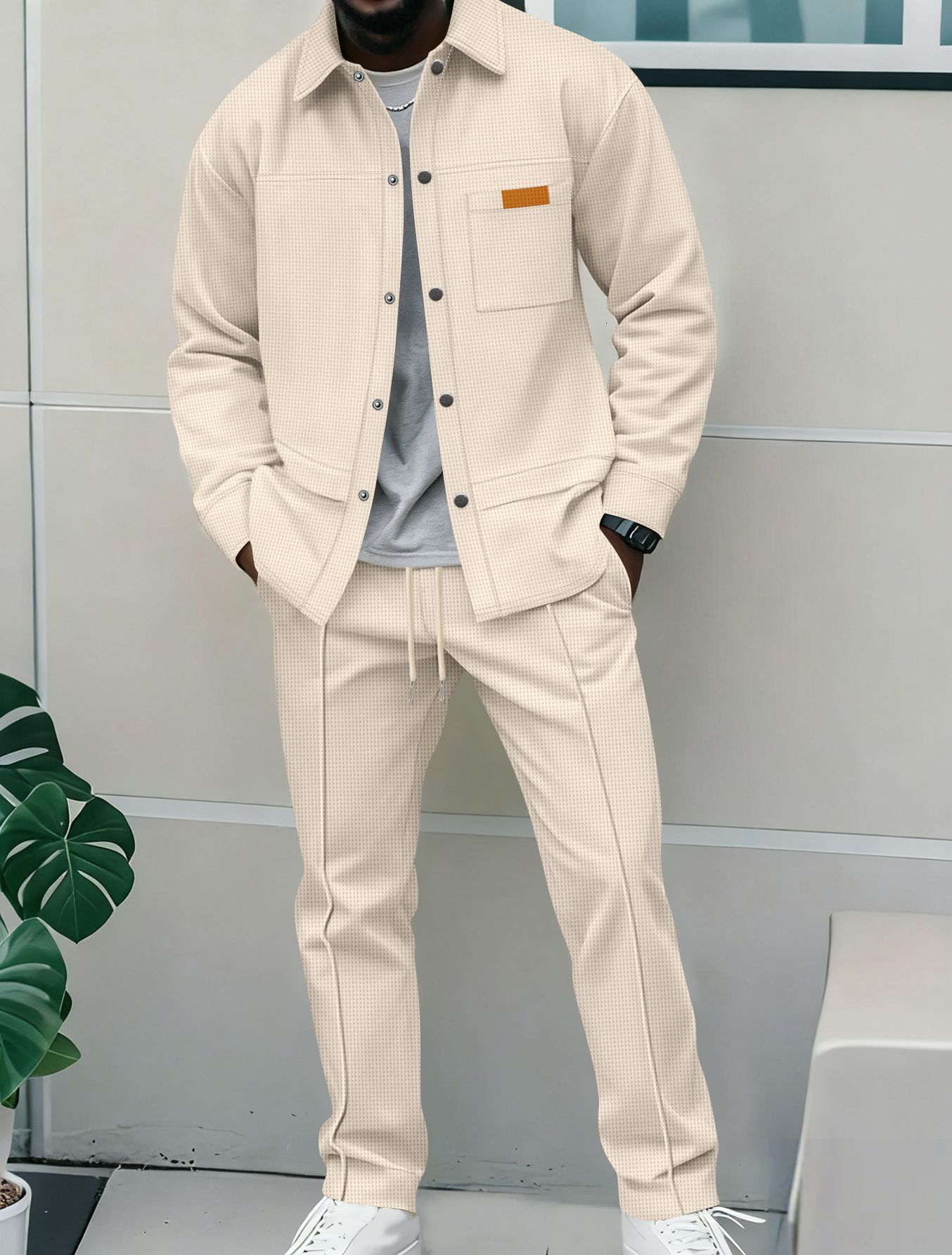 Y2k Bear Embroidery Two Piece Set Spring and Autumn Street Casual Long Sleeve Jacket Loose Long Leg Mens Trouser Set240813