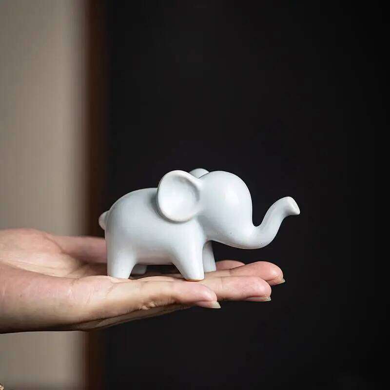 Elephant Mini Ceramic Figurine Desktop Animal Sculpture Modern Minimalist Decorative Ornaments for Home Office Decor
