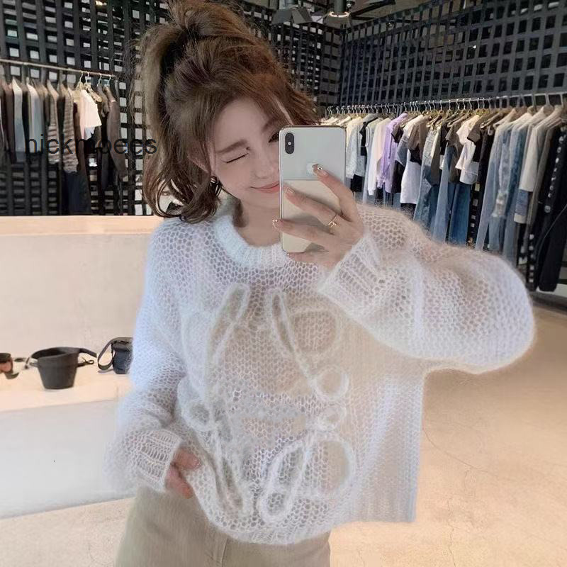 Spring and Autumns new lettered hand-hooked sleeveless knitted sweater shawl top womens laid-back style loose sweater coat loewewomen loewetops loewes X5XP