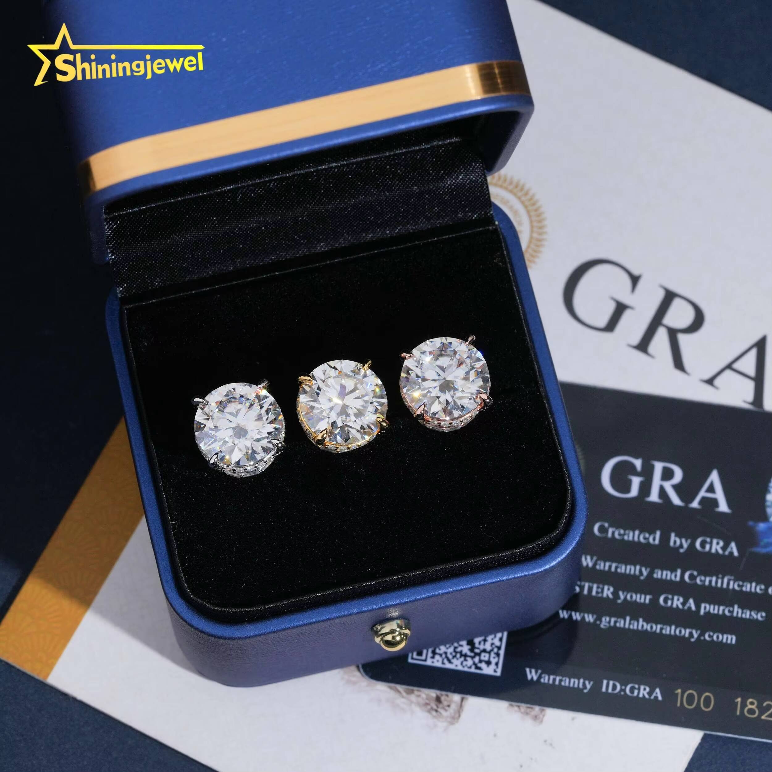 Custom Luxury Earrings for Women Big Size 13mm 925 Silver Moissanite Stud Earrings GRA Fashion Jewelry Earrings