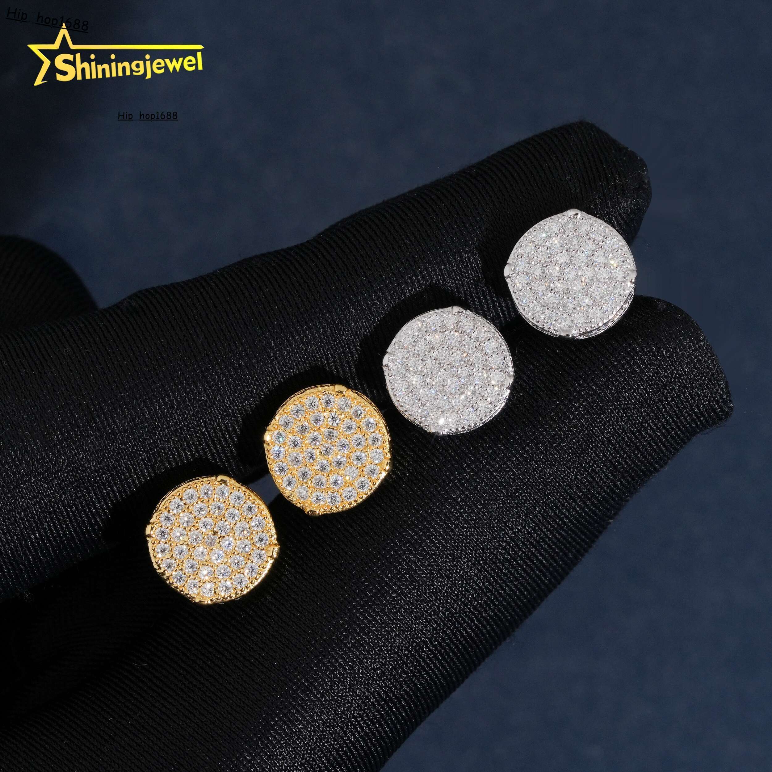 Fine Jewelry 925 Sterling Silver Earrings Gold Plated Men Women D VVS Moissanite Stud Earrings Daily Wear