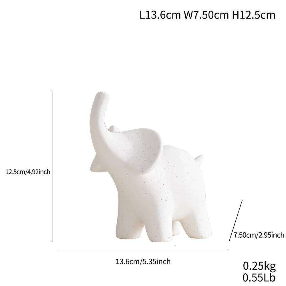 Ceramic Elephant Figurines Nordic Modern Abstract Ornaments White Brown Home Decoration for Living Room Office Desk Kitchen Shelf Automotive Outdoor D