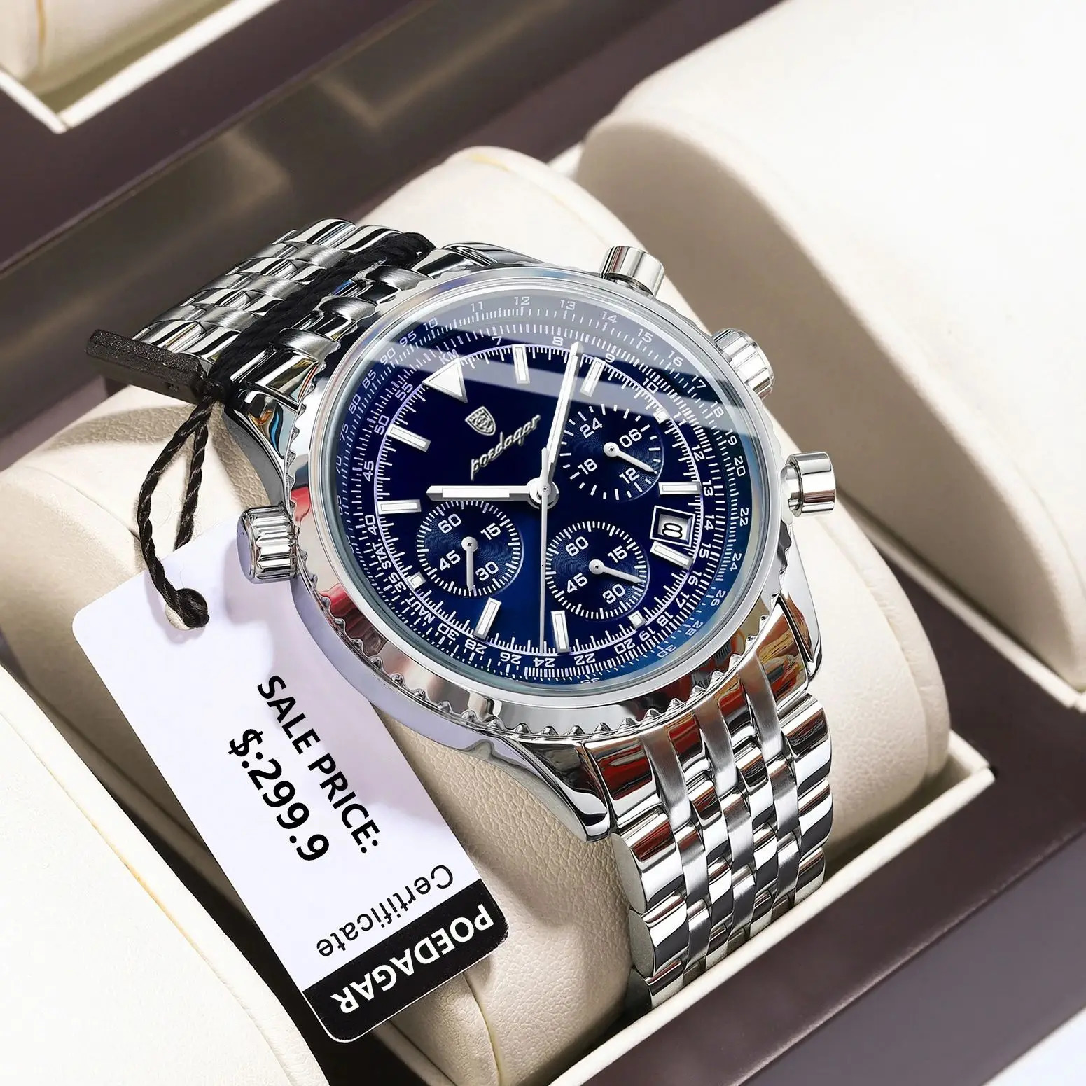 POEDAGAR Sport Man Watch Chronograph Date Waterproof Luminous Mens Quartz Watches Stainless Steel Fashion Men Wristwatch 260114