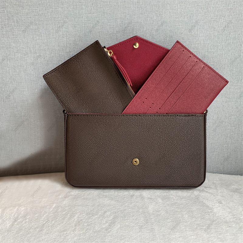 Designer old flower shoulder bags 3/p set luxury designer strap wallets messenger bag women classic leather envelope clutch chains handbags crossbody pillow purses