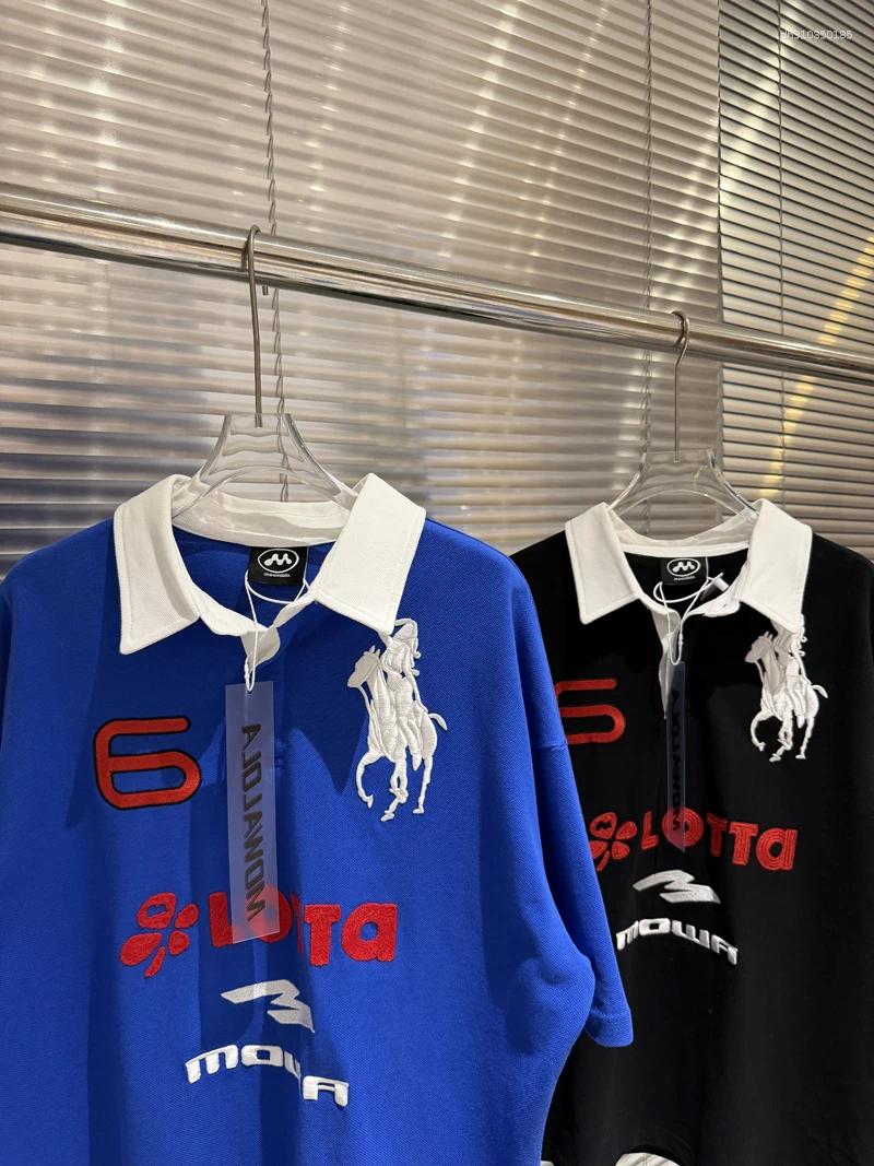 Men's T Shirts Embroidery Mowalola Tshirts Digit 6 Label Polo Tee Top Women's Cotton Short Sleeve T-shirt High-quality Hip-hop Rock Casual S