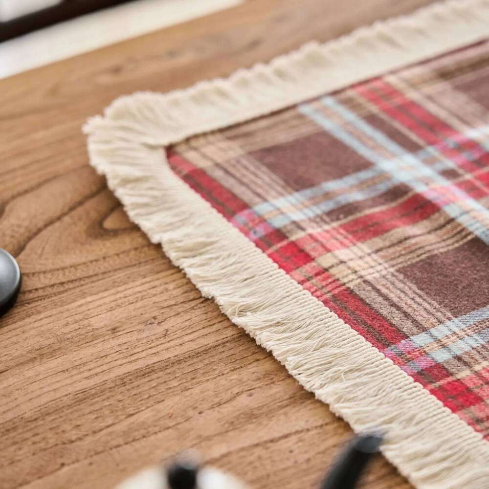 1Pc White Brown Striped Square Tablecloth Adhesive Backing, Machine- Plaid Cover Cabinets, Coffee Tables, Dining Tables