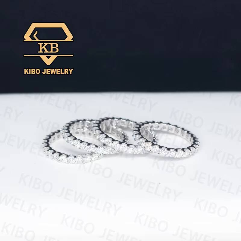 Certificated D Color Excellent Moissanite 2mm 3mm 4mm 925 Sterling Silver Moissanite Wedding Rings Eternity Band Ring