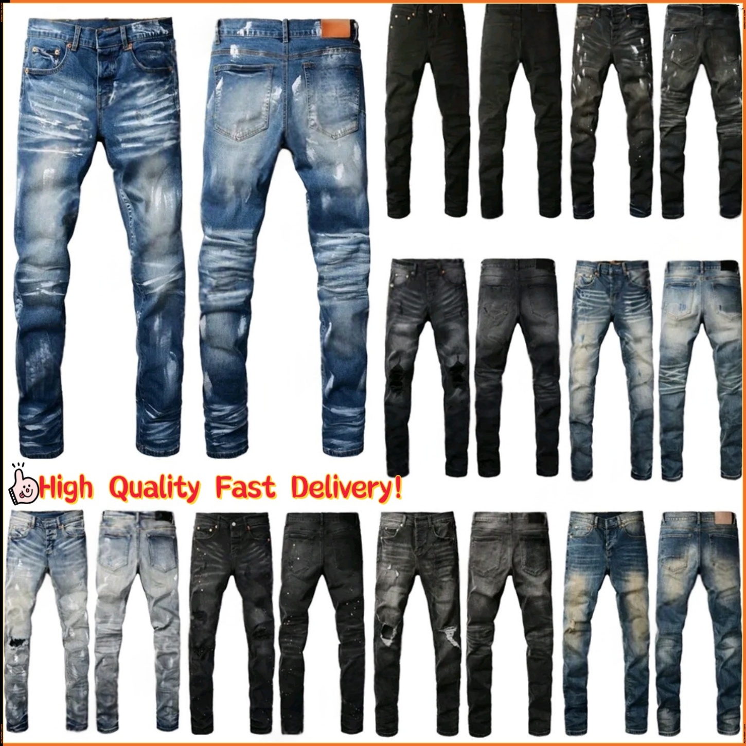 designer purplr jeans men baggy pants pruple Jeans for mens designer mens black jeans dsqared2 designers stacked brand jeans men high quality streetwear dhgate