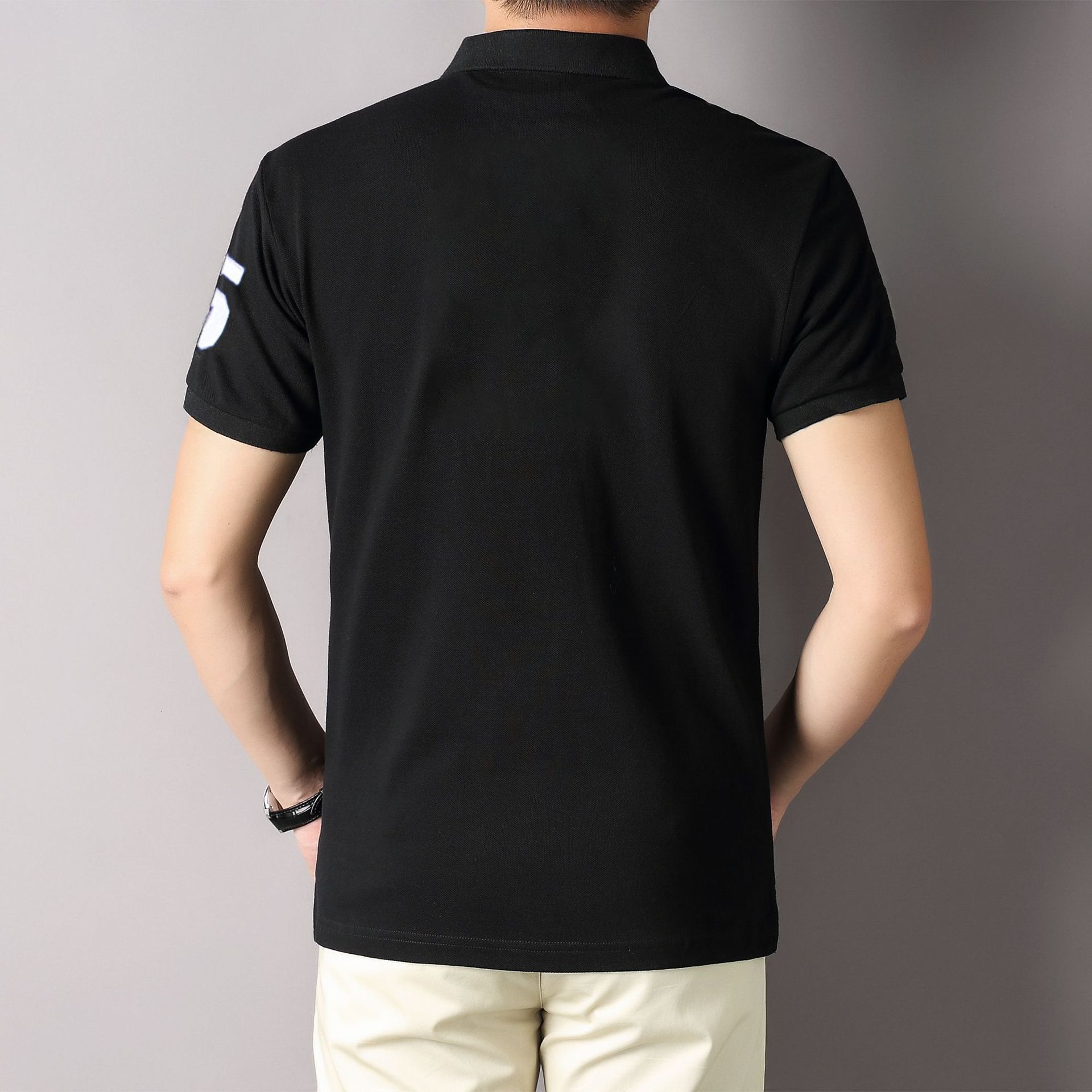 New Polo Shirt for Men Cotton Embroidered Short Sleeve Black New York Casual Sports Cross-Border Simple European and American Style Slim Fit Plus Size